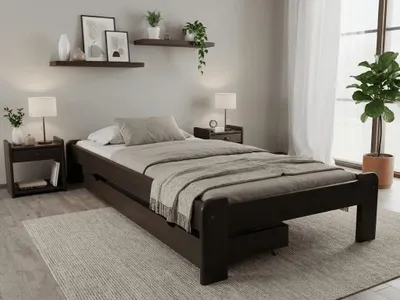 Produktbild von ADA-Bett 90 x 200 cm, Walnussholz, Matratze: Sommera Matratze 18 cm, Lattenrost: Mit Lattenrost