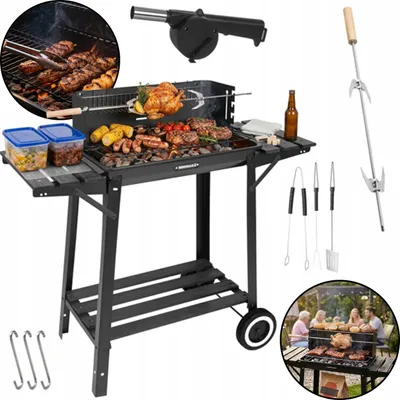 Zdjęcie produktu dla Grill Ogrodowy Z Rożnem 93x41x86cm Kaminer
