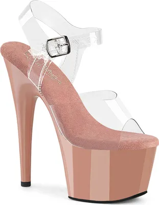 Produktbild von ADORE-708 Pleaser y Damen High-Heels Damen Riemchen Plateausandaletten klar blush