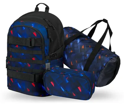 Obrázek produktu pro BAAGL SET 3 Skate Indigo: batoh, penál, sportovní taška  GRS