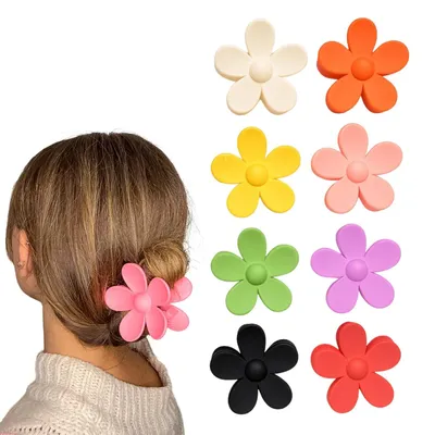 Produktbild von Bunte Blumen Haarspangen für Mädchen - 8x 8 cm große Blumen Haarklammern Damen Kinder Haarkrallen  Blumen Haarschmuck Frau Hawaii Flower Hair Clip
