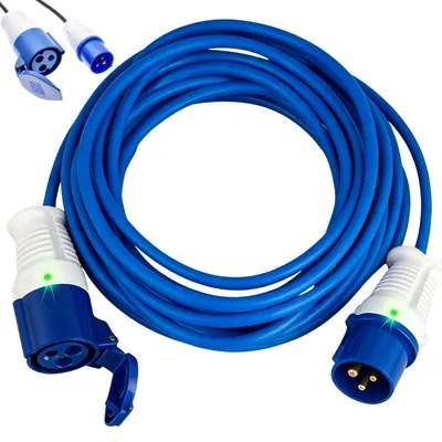 Obrázek produktu pro Prodlužovací kabel CEE, 10 metrů, 230 V, 16 A, stupeň krytí IP44, pro venkovní použití, silnoproudý prodlužovací kabel