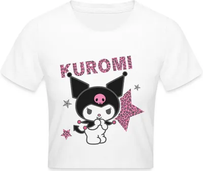 Produktbild von Spreadshirt Kuromi Mit Schriftzug Leo Stil Crop Top, XS, Weiß