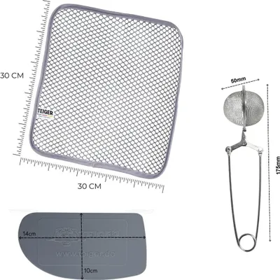 Produktbild von Teiger Max Bundle Single - 1 x Teigreinigungstuch + Teigschaber + Mehlsieb Teigtuch Teigreiniger