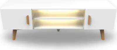 Produktbild von Lia weißes TV Lowboard mit integr. Beleuchtung im Skandi Look 150cm kalb |