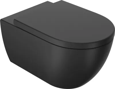 Produktbild von SANYCCES ARC Wand WC spülrandlos mit SoftClose TakeOff WC-Sitz, schwarz matt