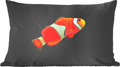Produktbild von MuchoWow® Zierkissen Sofakissen Wohnzimmer Dekokissen 50x30 cm Fisch - Linie - Schwarz - Wohnzimmerdekoration - Polster mit Photo