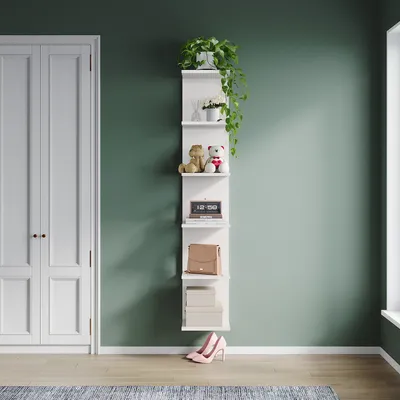 Imagen del producto de SONNI, estantería de pared, vitrina, 160x28x30 cm, 6 estantes abiertos, estantes multifuncionales, ideal para salones, armarios de comedor