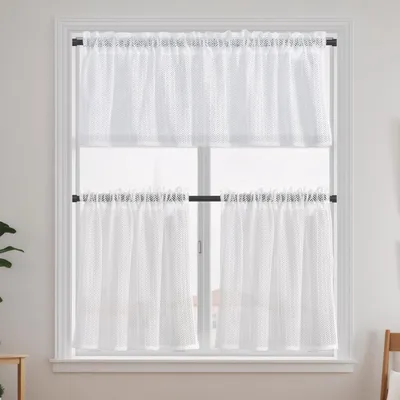 Imagen del producto de Cortinas para ventanas - 3 cortinas para cocina, ideales para cafeterías - Cortinas rústicas para cocina - Cortinas filtrantes de luz - Cortinas cortas para ventanas