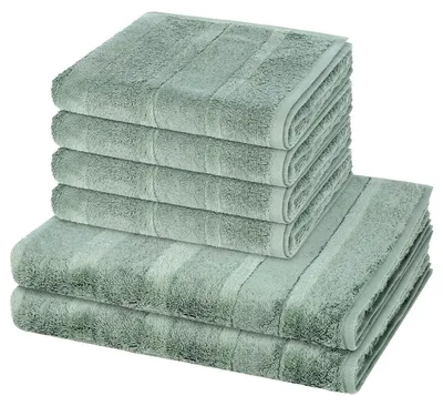 Produktbild von Cawö Noblesse 4 X Handtuch 2 X Duschtuch im Set Extraflauschige Veloursstreifen für hohen Komfort, Hochwertige Baumwollqualität für beste Langlebigkeit, Pflegeleicht und für den Trockner geeignet 6er Set