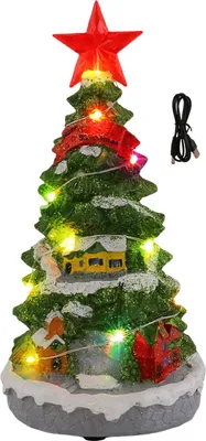 Produktbild von Beleuchteter, musikalischer Weihnachtsbaum – batteriebetriebene Tisch-Spieluhr mit mehrfarbigen Lichtern für die Weihnachtsdekoration zu Hause oder im Büro