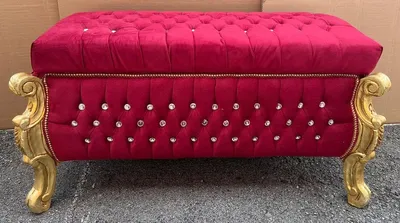 Image de Casa Padrino Banc baroque - Coffre avec pierres scintillantes rouge bordeaux / or - Meubles baroques