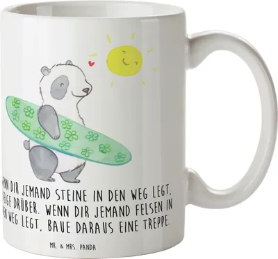 Produktbild von Mr. & Mrs. Panda Kaffeetasse Stolpersteine im Alltag meistern - Weiß - Geschenk, Herausforderungen bewältigen, Hoffnung schenken, Zuversicht, inspirierende Sprüche, Tasse