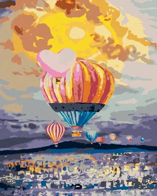 Immagine prodotto di Zuty - Dipingere con i numeri - MONGOLFIERE SOPRA LA CITTÀ, 40x50 cm, senza cornice e senza tela tesa
