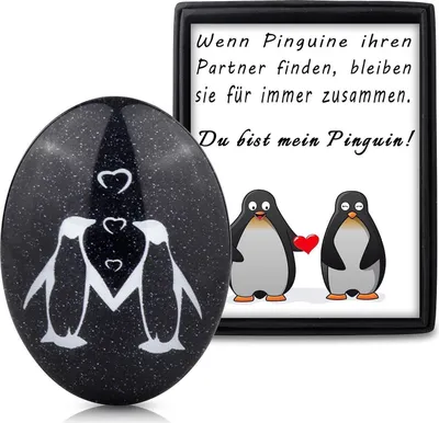 Produktbild von Pinguin Paar Geschenk Hochzeitsgeschenk Partner Stein Ornament
