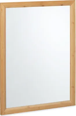 Produktbild von Relaxdays Wandspiegel, Bambus Rahmen, HxB: 80 x 60 cm, Wohnspiegel, Aufhängespiegel Badezimmer, Garderobe & Flur, natur