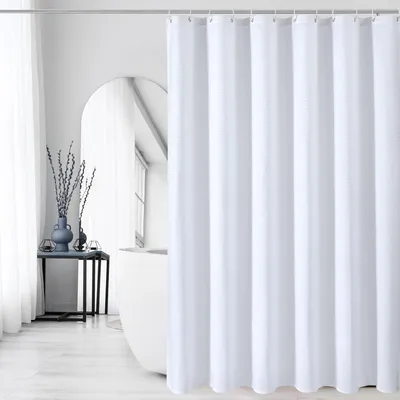 Produktbild von Duschvorhang Set, schimmelresistent, Waffelstoff, 180 x 180 cm, mit 12 Haken, für Badezimmer
