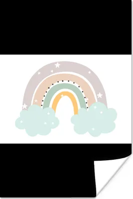 Produktbild von MuchoWow® Poster Regenbogen - Sterne - Punkte - Wolken - Kinder 120x80 cm - Bilder