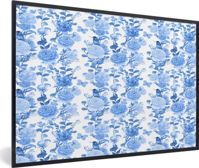Produktbild von MuchoWow® MuchoWow® Gerahmtes Poster Blumen - Rosen - Blau 60x40 cm - Poster mit zchwarzem Bilderrahmen - Printing - Wanddeko Schlafzimmer