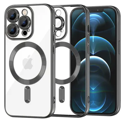 Produktbild von Techsuit Luxury Crystal Back Cover Hülle mit MagSafe für Apple iPhone 12 Pro Max - Schwarz