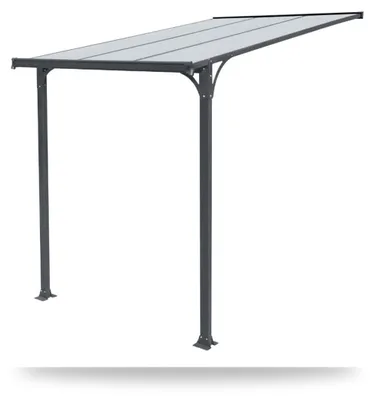 Produktbild von Haustürvordach ENTRY M Aluminium 222 x 150 cm mit Polycarbonat-Dach und Regenrinne Anthrazit