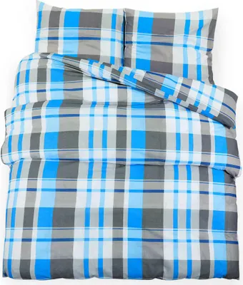 Produktbild von vidaXL Bettwäsche-Set Blau und Grau 135x200 cm Baumwolle