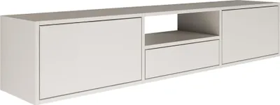 Produktbild von Selsey Framme – hängendes TV-Board mit drei Klappen und einer Ablage, Weiß, 150 cm