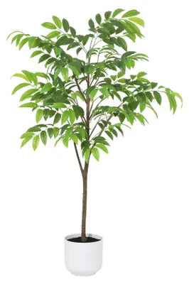 Immagine prodotto di Pianta tropicale artificiale da 153 cm in vaso bianco – pianta artificiale realistica per soggiorno, ingresso e ufficio – decorazione d'interni che non richiede manutenzione in stile Urban Jungle
