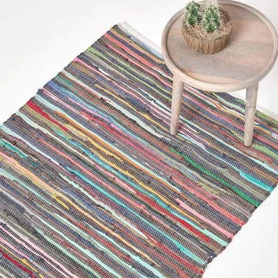 Produktbild von Famanu Teppich Handgewebt aus 100% Recyclingbaumwolle - 120 x 180 cm