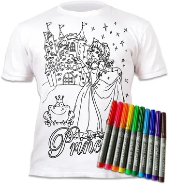 Image de T-shirt à colorier Princess, taille 5-6 ans
