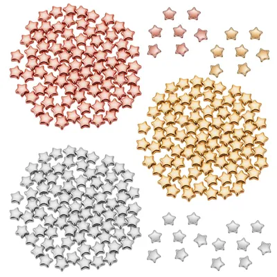 600 Sternperlen 6 mm, 3 Farben, für Schmuck & DIY