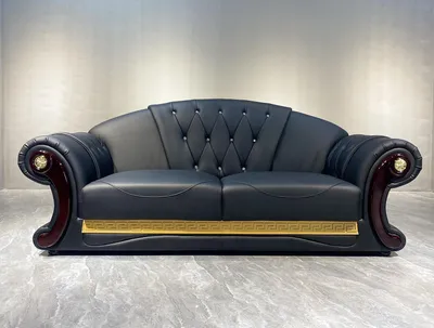 Obrázok produktu pre Chesterfield pohovka baroková pohovka drevo koža trojmiestna klasické pohovky nábytok