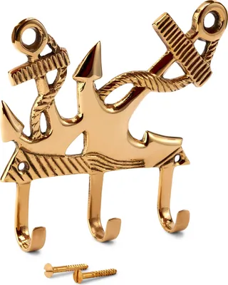 Immagine prodotto di Gancio per chiavi marittime ancora 13x11cm ottone oro portachiavi
