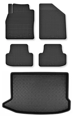 Produktbild von Gummimatten + Kofferraumwanne für Hyundai Kona I 2018- (Standard-Kofferraum) – Schwarz, Semi-Universal, angepasst – Wielganizator Semi-Universal