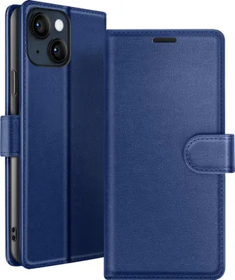 Image de Zanaé, étui à rabat pour iPhone 14 avec compartiments pour cartes et fermeture magnétique, bleu nuit