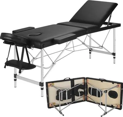 Produktbild von Massagetisch – Zusammenklappbarer Massagetisch – Behandlungstisch – Verstellbar – Aufbewahrungstasche – Belastbarkeit 270 kg – Schwarz