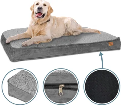 Produktbild von ib style® HAPPY DREAMS L Hundebett 100x68 cm Grau Körbchen für Hunde & Katzen Haustierbett mit Reißverschluss Anti-Rutsch Unterseite