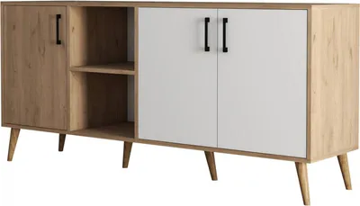 Image de Vardah - Buffet, 180x45x80h cm Chêne Brun, 3 Étagères