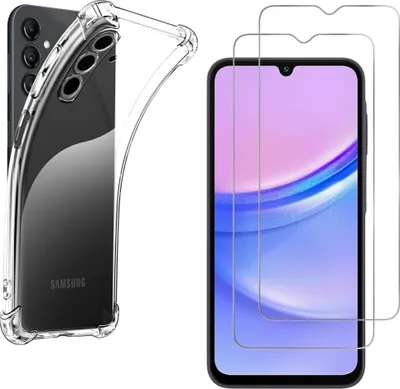 Immagine prodotto di Custodia antiurto per Samsung Galaxy A15 4G / A15 5G con 2 protezioni per lo schermo in vetro temperato Phonillico