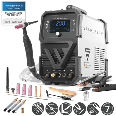 Produktbild von STAHLWERK Schutzgasschweißgerät 3-in-1 Kombi AC/DC WIG 200 ST Digital – WIG & MMA bis 200 A, Clean-Modus zur elektrochemischen Reinigung