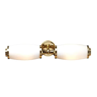 Image de Applique murale au-dessus du miroir Eliot, laiton poli, 2xG9x3W, laiton, dim. : 9,5 x 47 x 13 cm, IP44, Elstead