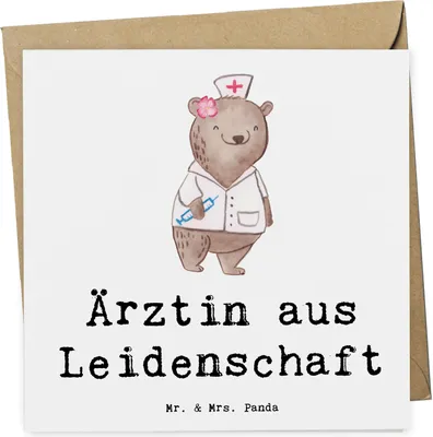 Produktbild von Mr. & Mrs. Panda Deluxe Karte Ärztin Leidenschaft - Weiß - Geschenk, doppelkarte, Spruch, faltkarte, Beruf, Arztpraxis, Glückwunschkarte, Krankenhaus, Medizinstudium
