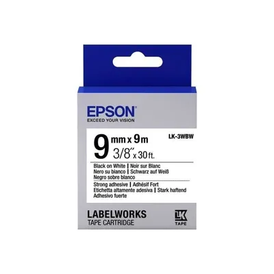 Produktbild von Epson Etikettenkassette LK-3WBW - Stark haftend - schwarz auf weiß - 9mmx9m, Schwarz auf weiss, Japan, Epson LabelWorks, 9 mm, 9 m, 1 Stück(e)