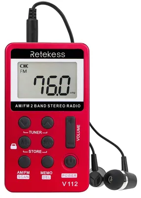 Image de Retekess V112, mini-radio portable avec casque (rouge)