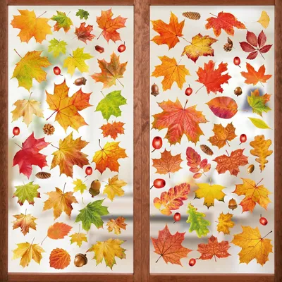 Produktbild von 6 Blätter Fensteraufkleber für Thanksgiving, Ahornblätter, Herbstdekoration, Abziehbilder für Erntedankfest