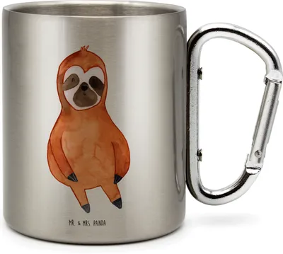 Produktbild von Mr. & Mrs. Panda Isolierbecher Faultier Zufrieden - Transparent - Geschenk, Thermobecher, Pause, Edelstahl Trinkbecher, Happy, isoliertasse, Edelstahl-Thermobecher, Glück