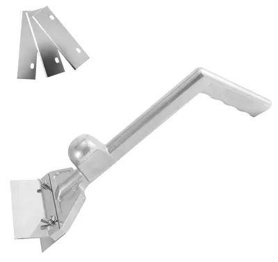 Produktbild von Grillspachtel BBQ Schaber, Grillreiniger mit 3 austauschbaren Edelstahlklingen, Aluminiumgriff, BBQ Zubehör für Grillplatte Teppanyaki Plancha