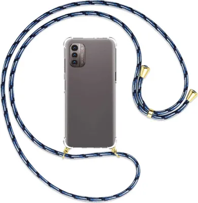 Produktbild von Handykette Backcover-Schutzhülle mit Band (Metall goldfarben) für Nokia G11 / G21 - Blautöne
