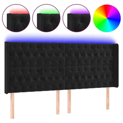 Produktbild von vidaXL LED Kopfteil Schwarz 203x16x118/128 cm Samt