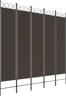 Productafbeelding van vidaXL 5-delige roomdivider, bruin, 200x200 cm, stof